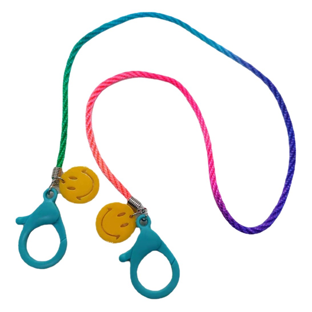 Picture of Korean style children's cartoon candy color acrylic smiley face gradient lanyard mask chain glasses chain mask with hanging chain