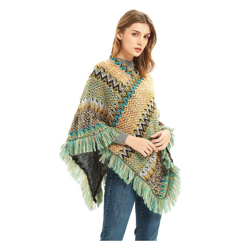 Spring Autumn Winter New Christmas Women's Red Retro Ethnic Style Western Xizang Travel Pullover Cape Shawl