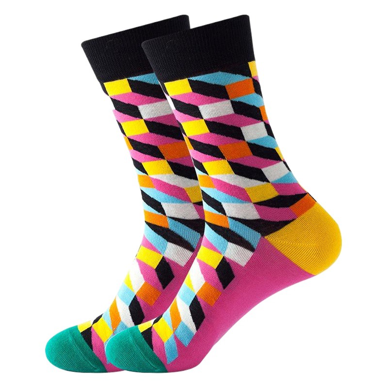 2024 New Mid-Calf Socks Women's Autumn and Winter Four Seasons Diamond Pattern Mid-Calf Socks European and American Ins Style Socks Wholesale