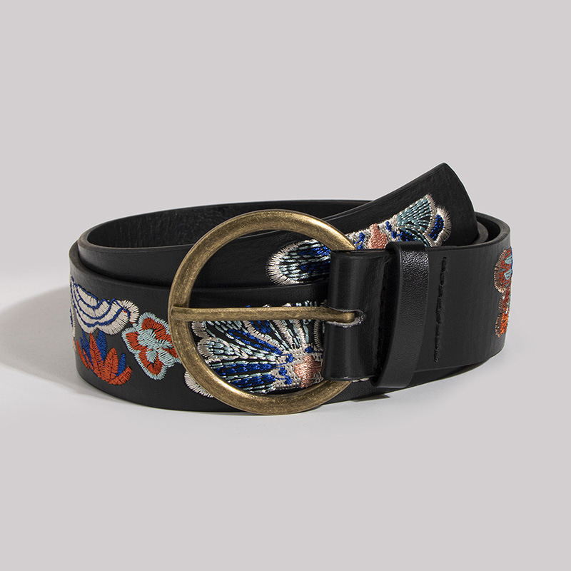 Women's Vintage Ethnic Style Embroidery Exquisite Flower Bohemian Style Pin Buckle in stock Belt Tassel