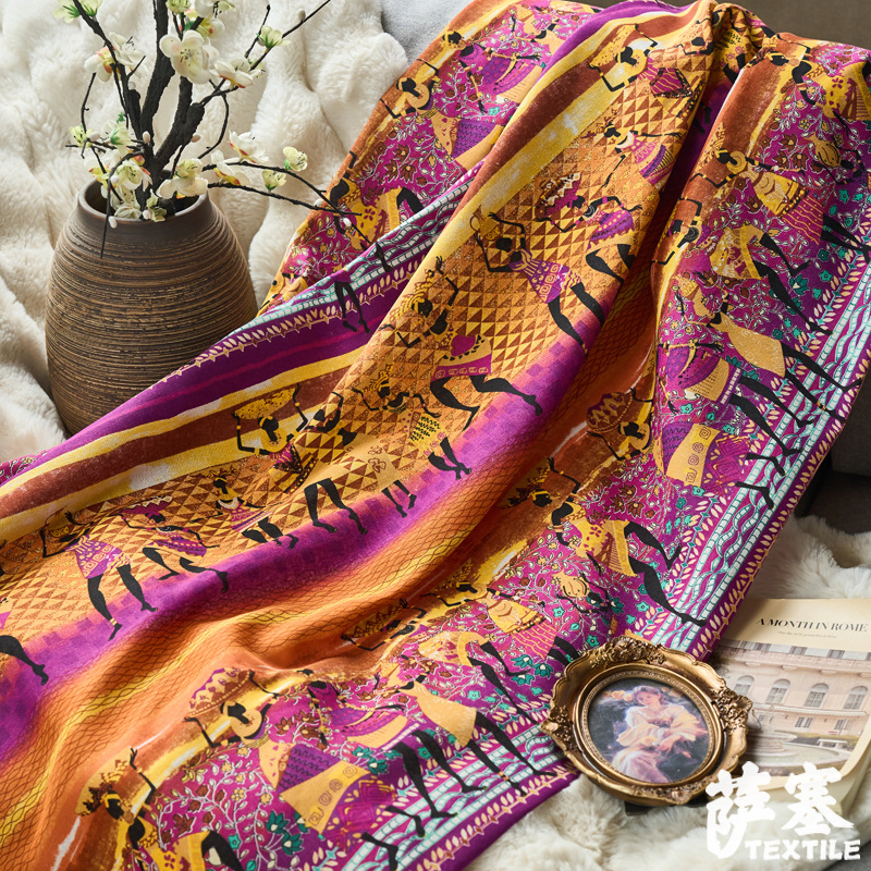 Picture of Hemp Cotton Digital Printing Fabric Ethnic Style Retro Style Bohemian Fabric Hotel Pillow Bar Tablecloth