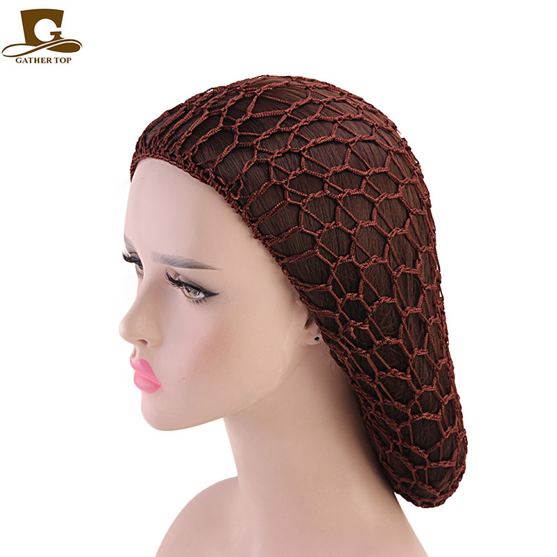 Picture of Women's Handmade Crocheted Braided Net, Mesh Pocket, Mesh Plate Hair Hat, Nightcap, Retro Bow, Retro Style