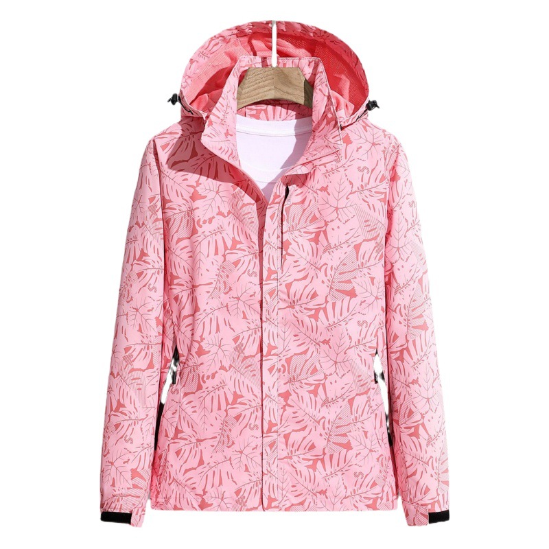 Maple leaf camouflage jacket outdoor windproof waterproof autumn and winter thin coat single layer soft shell mountaineering clothing for couple spring and autumn