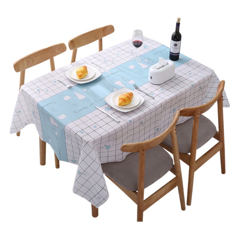 Home Nordic Tablecloth Modern Simple Style Tablecloth Fruit Anti-scalding Waterproof Oil-proof Disposable PVC Plaid Tablecloth