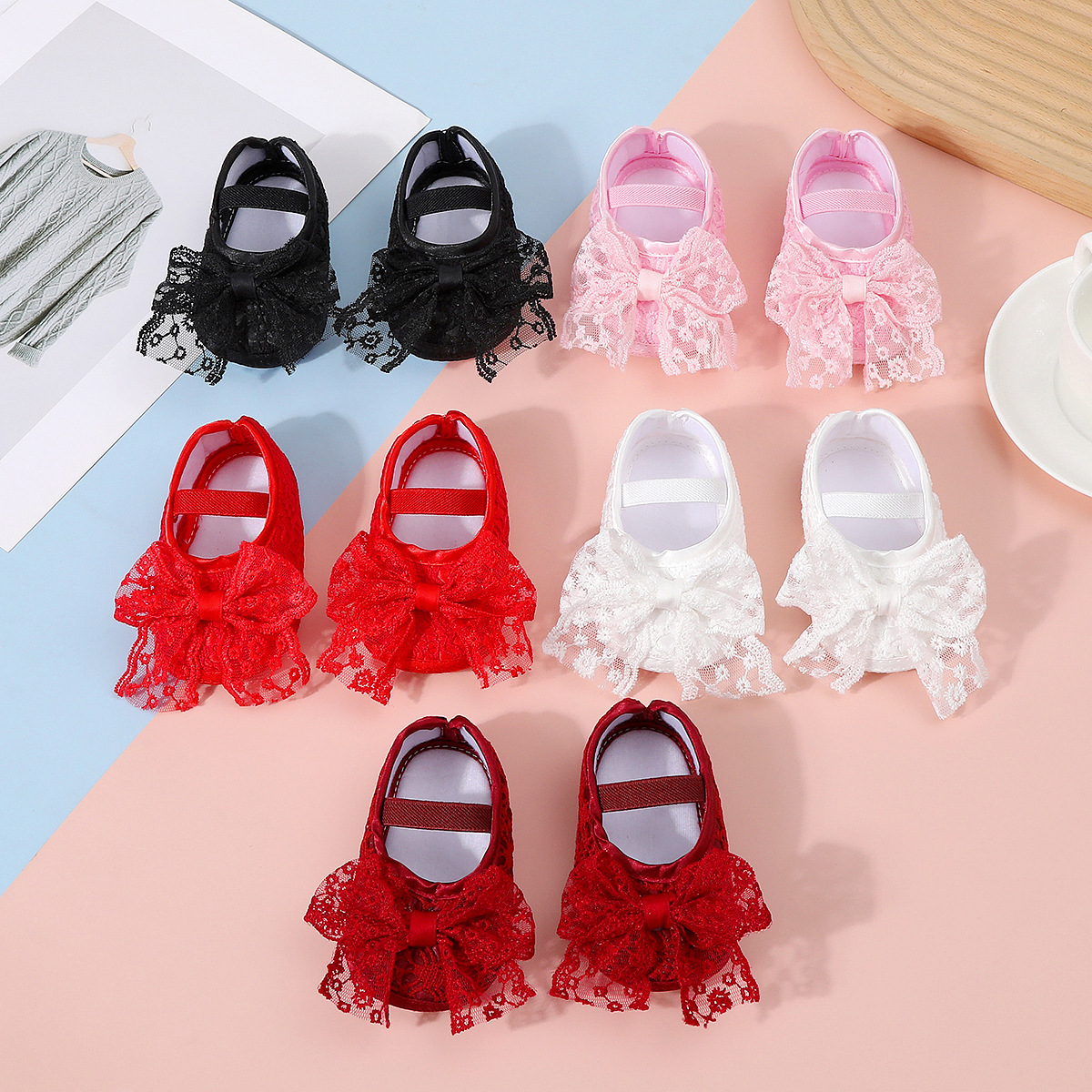 Spring and Autumn Princess Baby Shoes Soft Sole 0-12 Months Female Baby Mesh Shoes Single Breathable Infant Full Moon Floor Socks Shoes