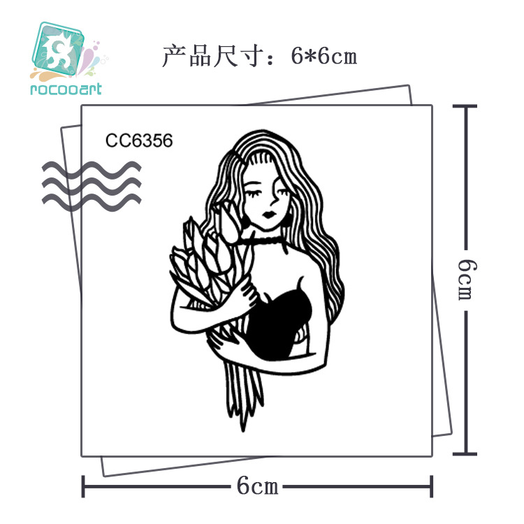 Picture of Cross-border supply waterproof dark tattoo stickers bad girl tattoo stickers fun hand-painted lines black and white tattoo