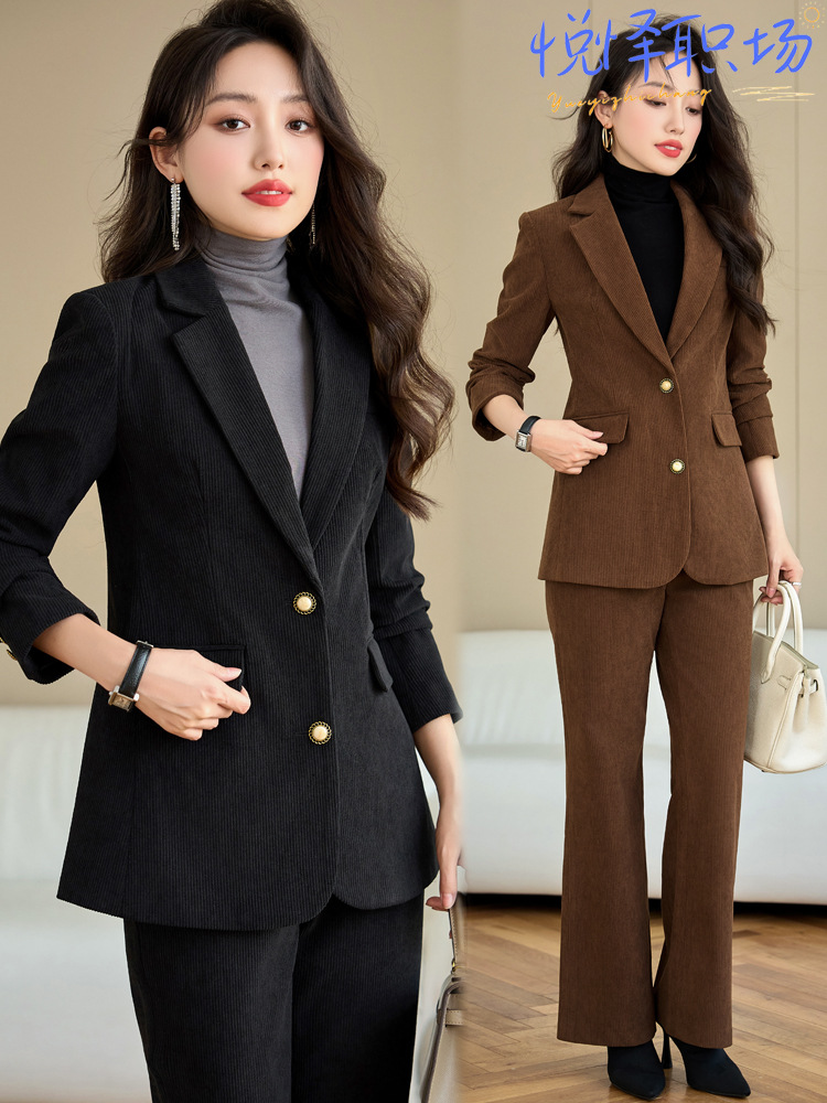 brown Woolen Suit suit Women's 2024 New Spring and Autumn High-end Small High-end Wide-leg Pants Suit Jacket