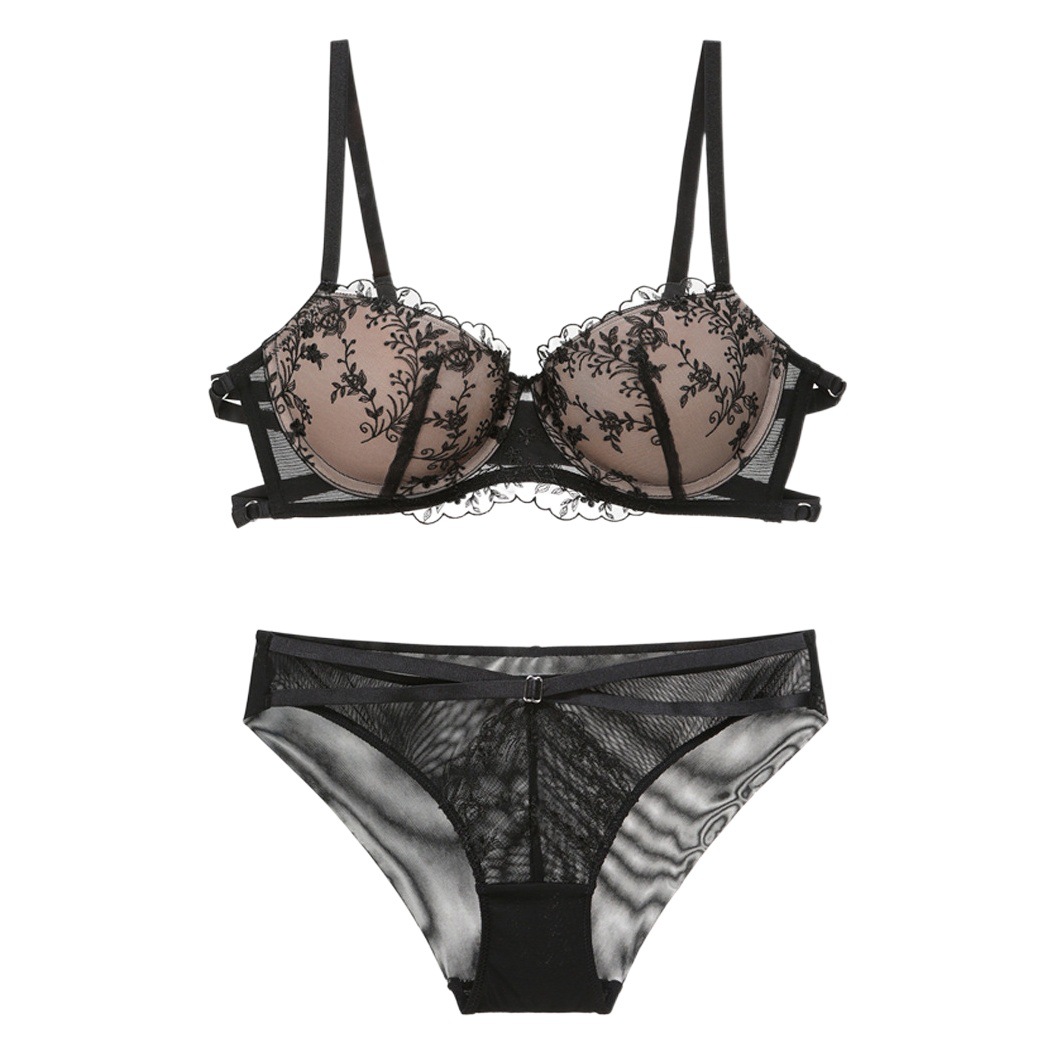5215 European and American Sexual Beautiful Back Embroidery Lace Upper Thin Lower Thick Steel Bracer Gathering Benlife Red plus size Bra suit Women