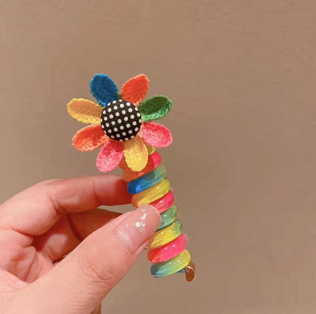Picture of Children's coil telephone line hair band female high ponytail does not hurt hair hair rope high elastic durable rubber band Braid artifact