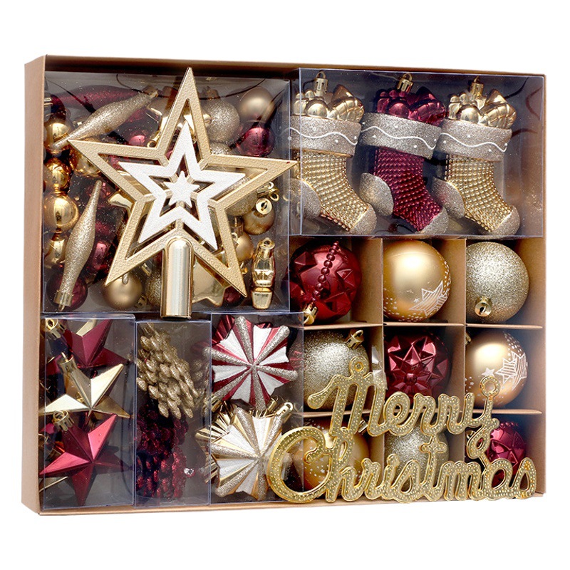 Christmas decorations painted red gold Christmas ball set Tree Top Star pendant Christmas tree decoration pendant