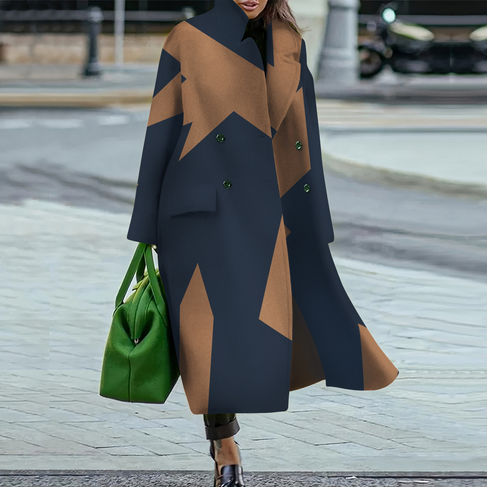 Picture of Amazon Cross-border Foreign Trade Europe and America Explosions Loose Winter and Autumn Women's Woolen Jacket Warm Commuting Elegant Coat
