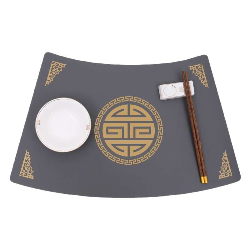New Chinese Style National Style Round Table Mat Dining Cloth Leather PVC Oil-proof Waterproof Household Dining Bowl Placemat Vintage Customization