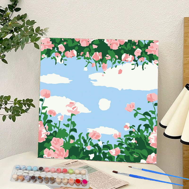 Picture of Digital oil painting landscape Dafen village hand-painted mathematical oil painting coloring painting oil painting flowers flower oil painting wholesale