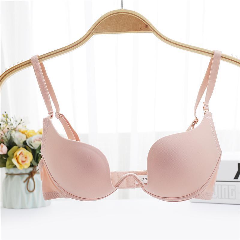 Picture of Invisible Gloss Small Chest Push-Up Bra Women's U-Shaped Wedding Dress Sexy Deep V Girl's Backless Neck Bra Underwear