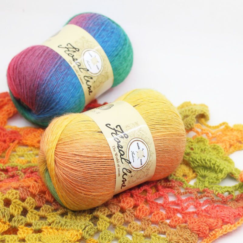 400 m Rainbow Wool Long Dyed Gradient 100g Group Single-strand Hand-knitted Hat Shawl Coat Wool