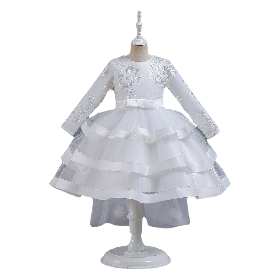 New Cross-border Long-sleeved Girls' Dress One-year-old Women's Baotou Princess Dress Flower Girl Children's Host Costume