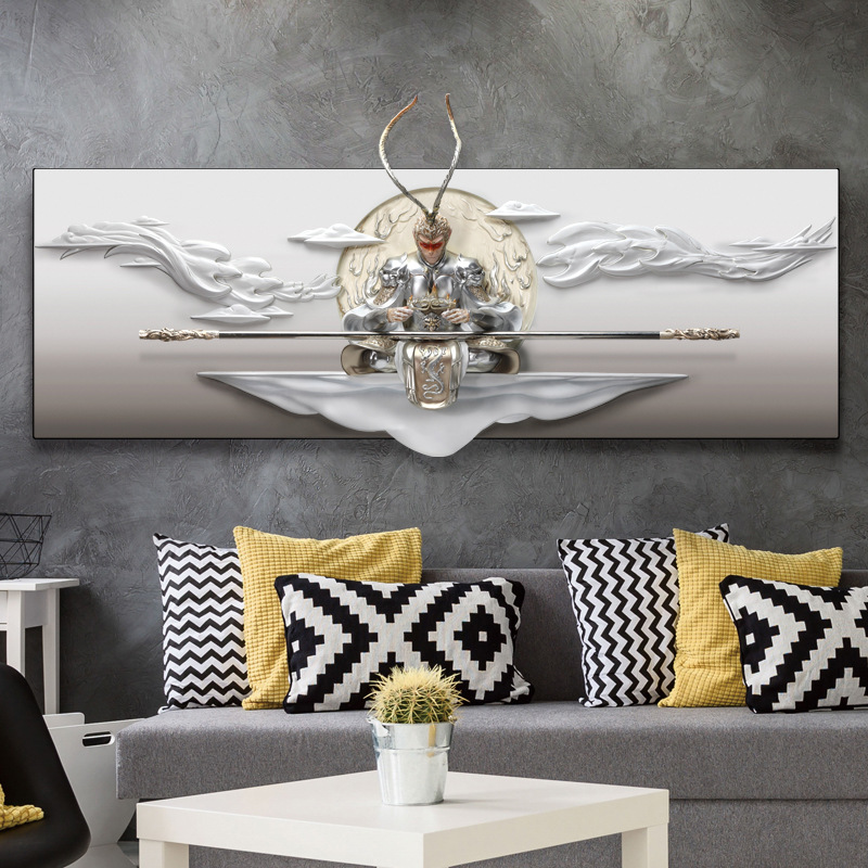 Fighting Buddha Relief Decorative Painting Modern Living Room Sofa Background Wall Hanging Painting Bedroom 3D Mural Monkey King