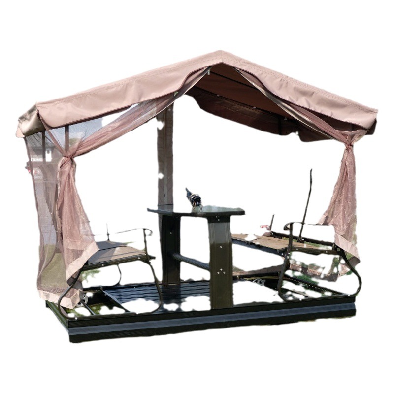 Outdoor power rocking chair courtyard rocking four-person swing table and chair with canopy outdoor Villa rocking table rocking chair