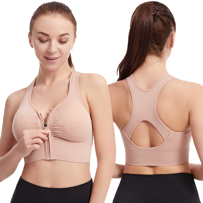 Picture of Shockproof Push-up Large Size Running Yoga Fitness Sports Bra Hollow Beauty Back Front Zipper Sports Underwear for Women