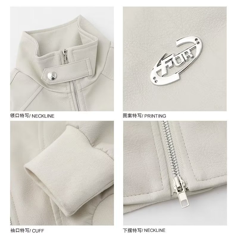 Picture of Cross-border American-style Street Design Stitching Collar Jacket Women's Autumn Functional Style Instagram Popular Brand Loose Short Leather