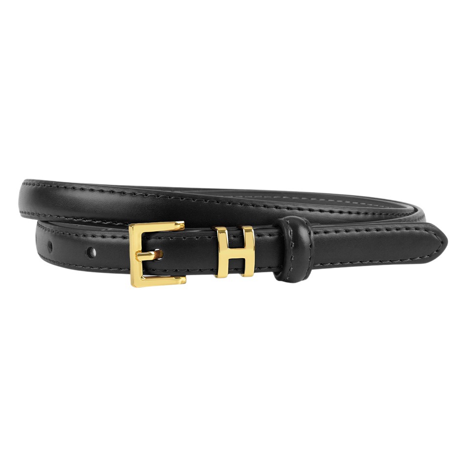 New Leather Belt Women's Thin Belt H Fashion All-match Cowhide Small Belt Decorative dress Real Belt