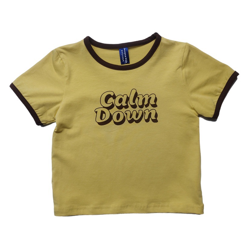 Korean-style Children's Summer New Parent-child Top for Boys and Girls Baby's Fashionable Collar Color-matching Parent-child Short-sleeved Letter T-shirt