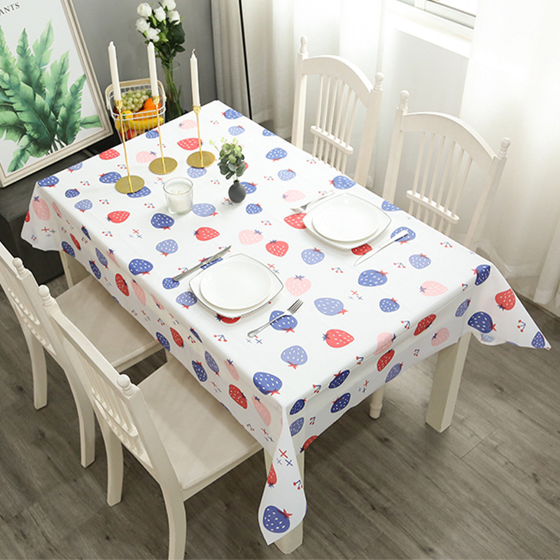 Picture of Home Nordic Tablecloth Modern Simple Style Tablecloth Fruit Anti-scalding Waterproof Oil-proof Disposable PVC Plaid Tablecloth
