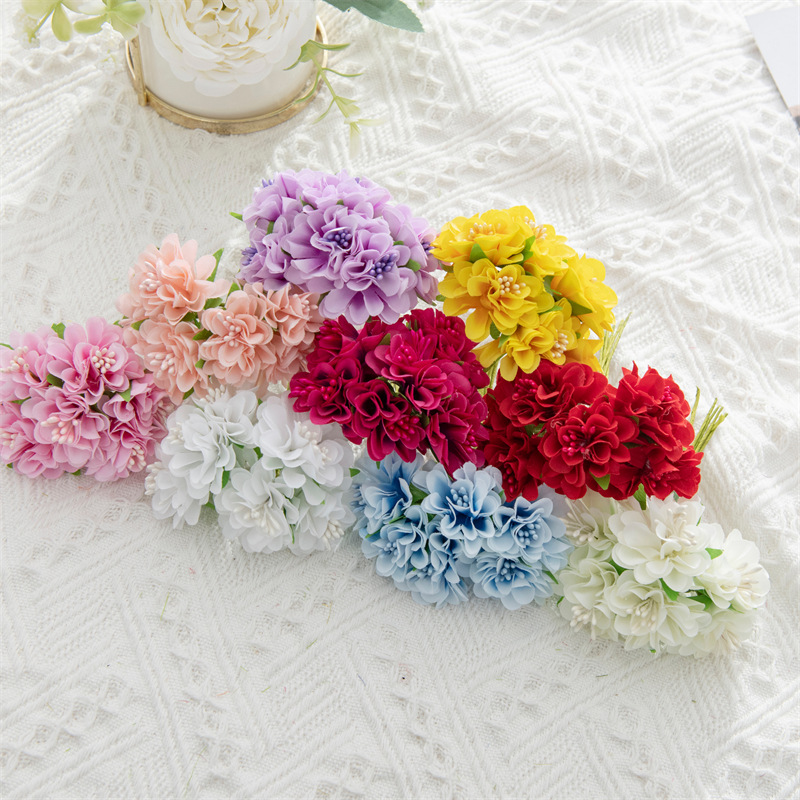 Picture of Foreign trade silk flower artificial flower stamen cut flower bouquet wreath material wedding leaf wedding box decoration