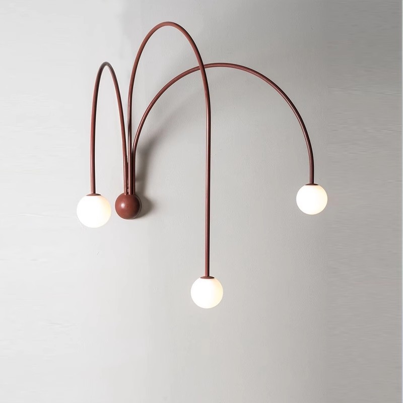 Nordic Modern Simple Red Living Room Background Wall Light Villa Gallery Line Design Bedroom Aisle Line Wall Light