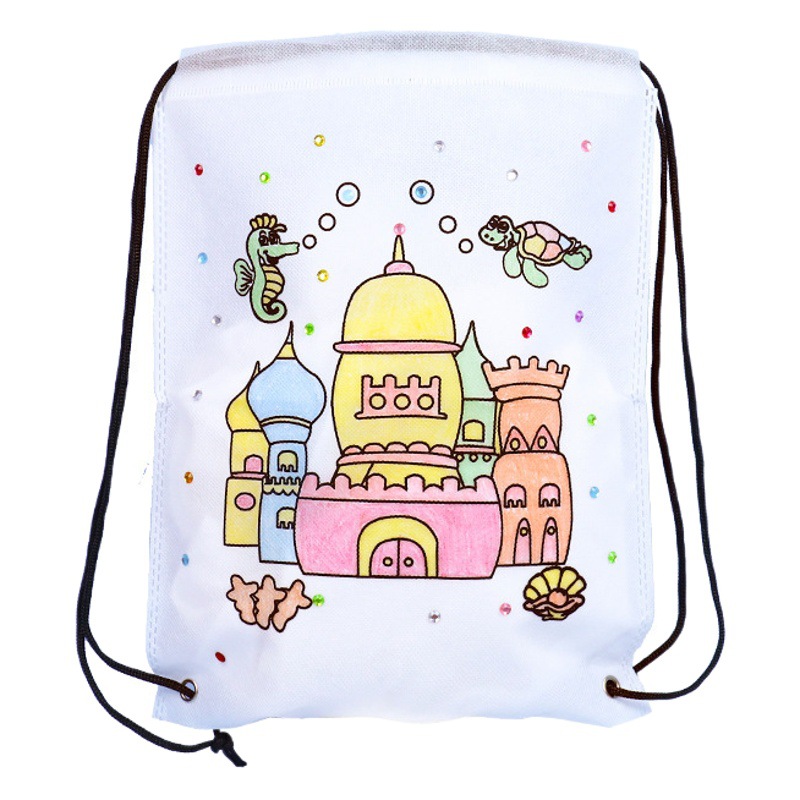 Amazon Graffiti Non Woven Backpack Children diy Handmade Eco Bag Backpack Colored Painting Bundle Pocket