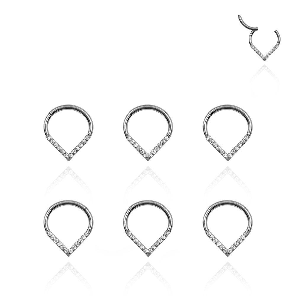 G23 titanium Europe and America diamond peach heart nose ring body piercing jewelry cross-border water drop nose ring wholesale 8/10mm