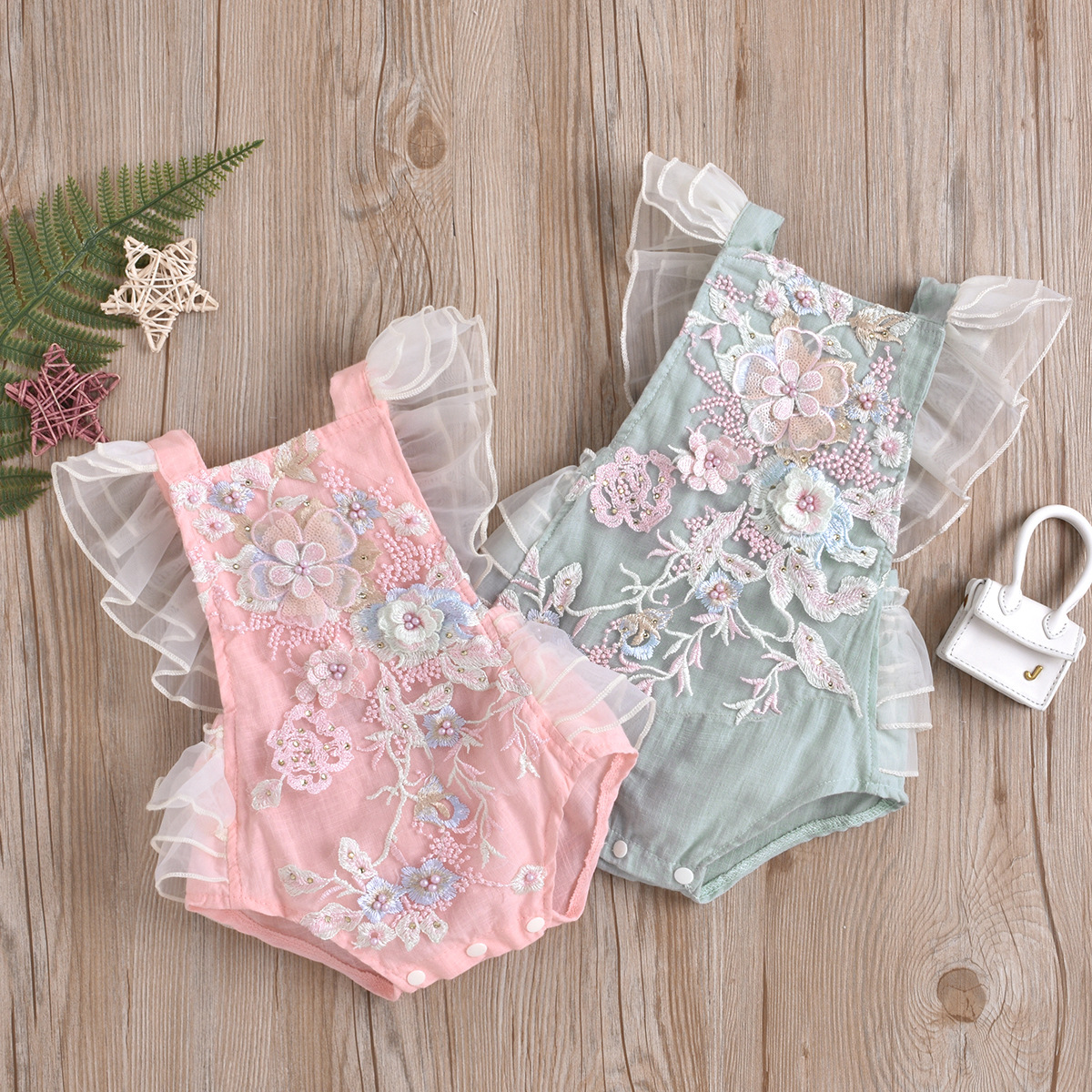 Europe and the United States cross-border foreign trade new products for girls baby climbing clothing mesh lace bead parquet lace baby jumpsuit