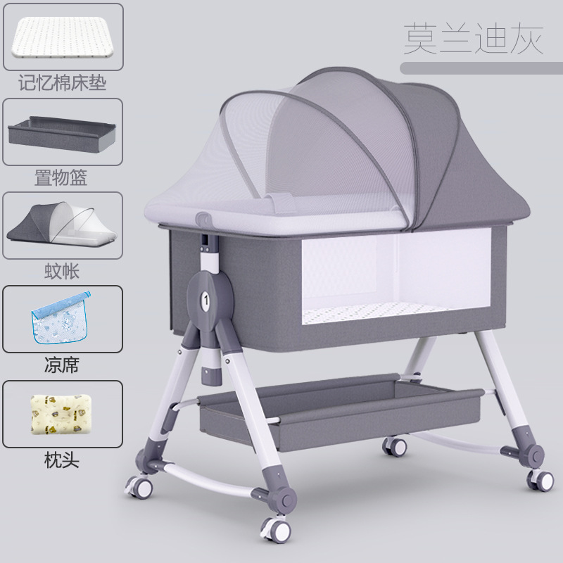 Picture of Baby Bed Neonatal Bed Splicing Big Bed Baby Shaker bb Children's Bed Multi-functional Mobile Foldable Bed