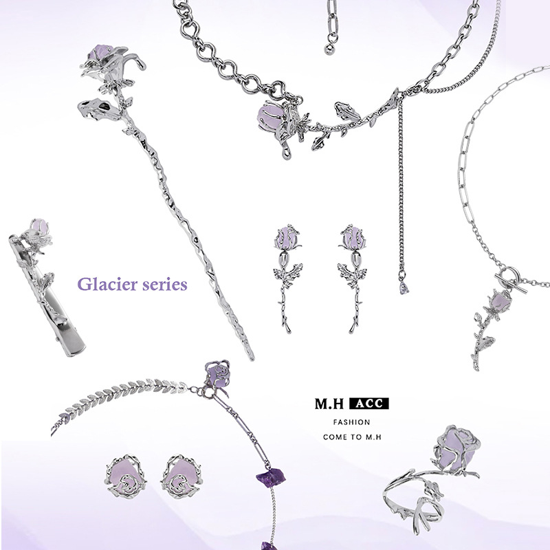 Original Rose Series Earrings Women's New Chinese Niche Design Advanced Sense S925 Silver Needle Ear Jewelry Earrings Wholesale
