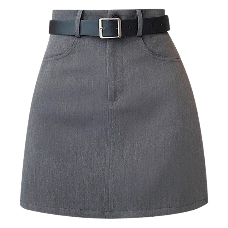 Grey Suit Short Skirt Women's Summer 2024 New Style Small Hot Girl High Waist Slim Look Fashionable A- Line Hip Skirt