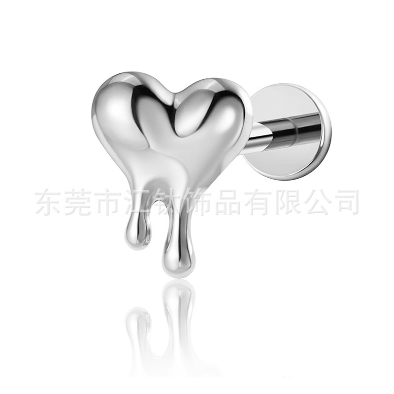 F136 titanium fluid love ear nail heart-shaped lip cross-border manufacturers G23 titanium alloy human body puncture jewelry ear bone nail