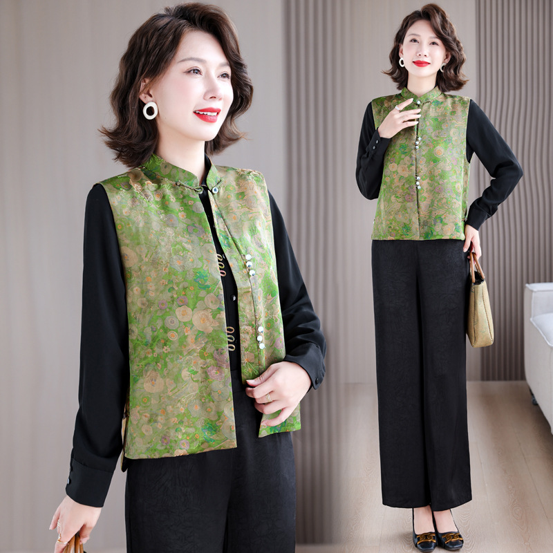 Silk Xiangyun Yarn Spring and Autumn All-Match Sleeveless Chinese Style Vest