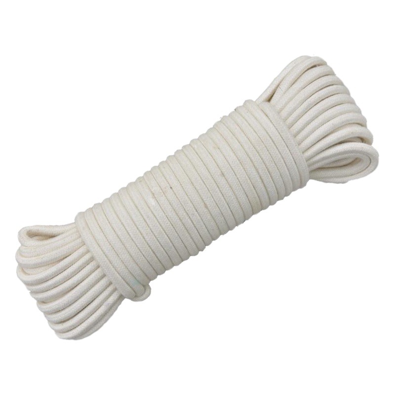 White hand-woven cotton cord self-absorbent cored rope braided rope binding rope flagpole tent drawstring supply