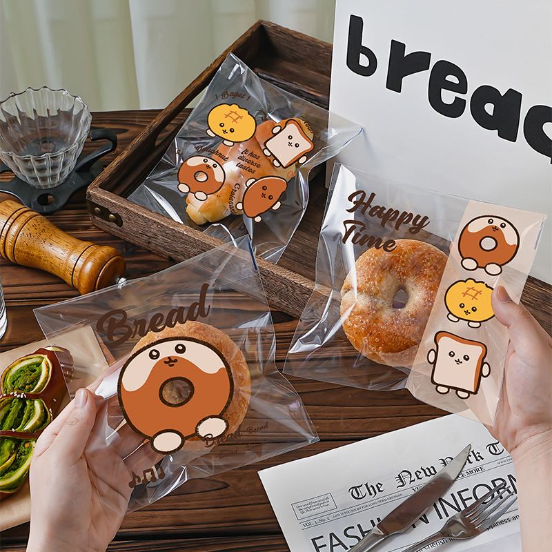 European bag bread packaging bag transparent disposable self-adhesive toast donut baking food cookie self-sealing bag