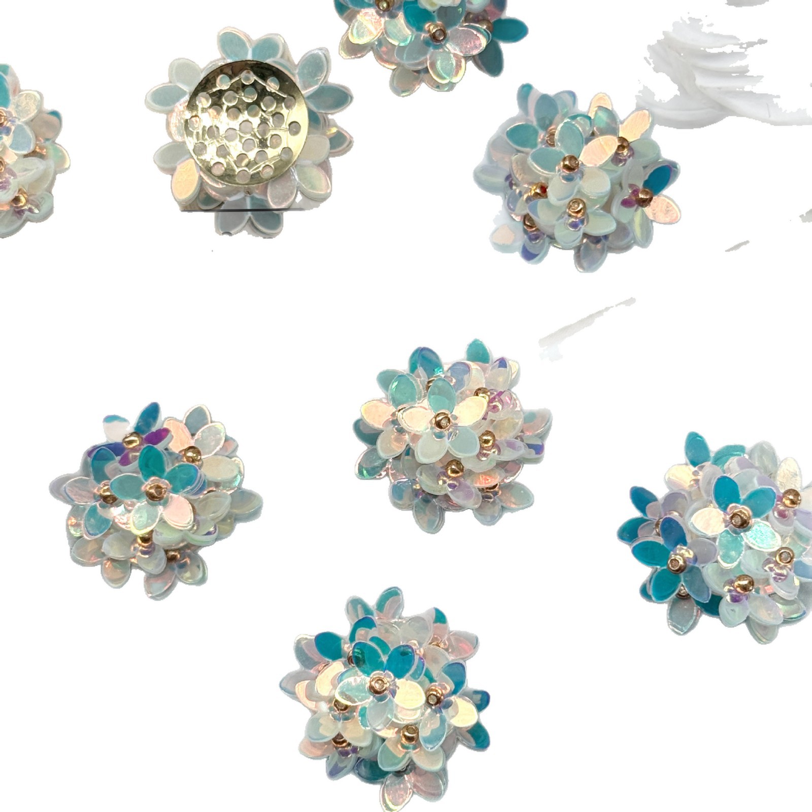 Picture of Xiaohongshu Bud Shooting Illusion Sequin Flower Handmade DIY Weaving Beaded Hair Ornament Earrings Accessories