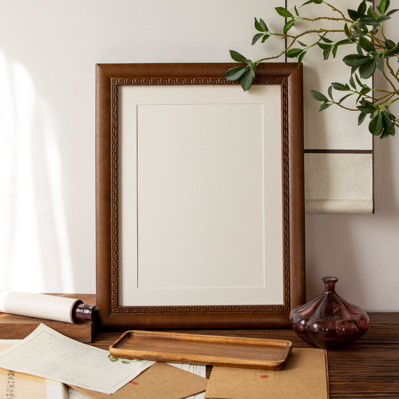 Picture of New Chinese Calligraphy and Painting Mounting Frame Calligraphy Chinese Painting Frame Wall Hanging Cross-stitch Wooden Frame Photo Frame Customized Any Size