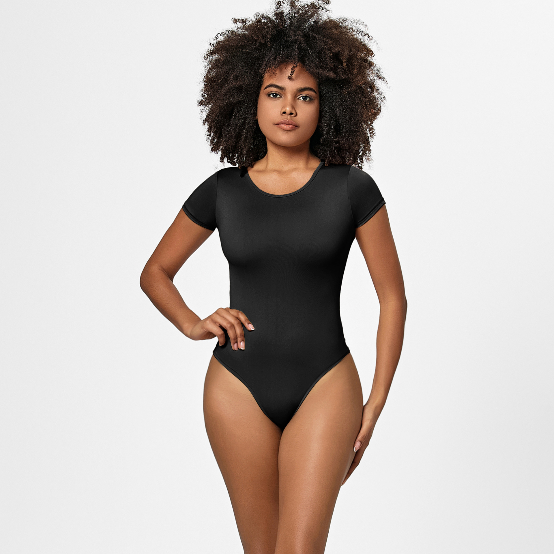 Picture of Russian Cross-Border Export Round Neck Short-Sleeved T-Shirt Bodysuit One-Piece Top Pure Color Sexy Jumpsuit