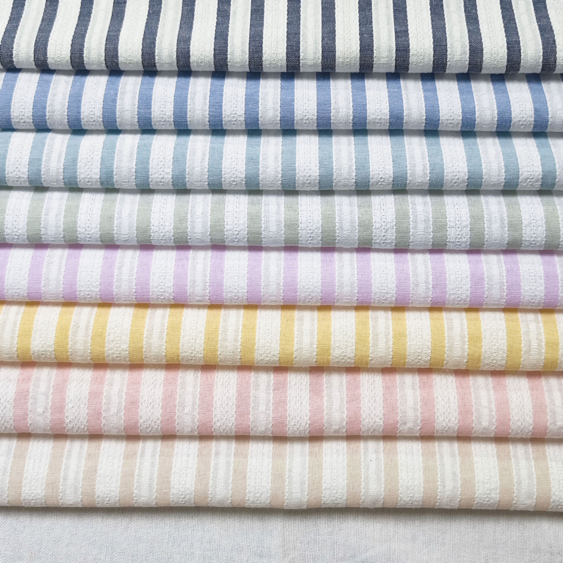 Pure Cotton Jacquard Yarn Woven Fabric Candy Color Striped Dress Shirt Tablecloth Children's Clothing Manufacturer Home Boutique