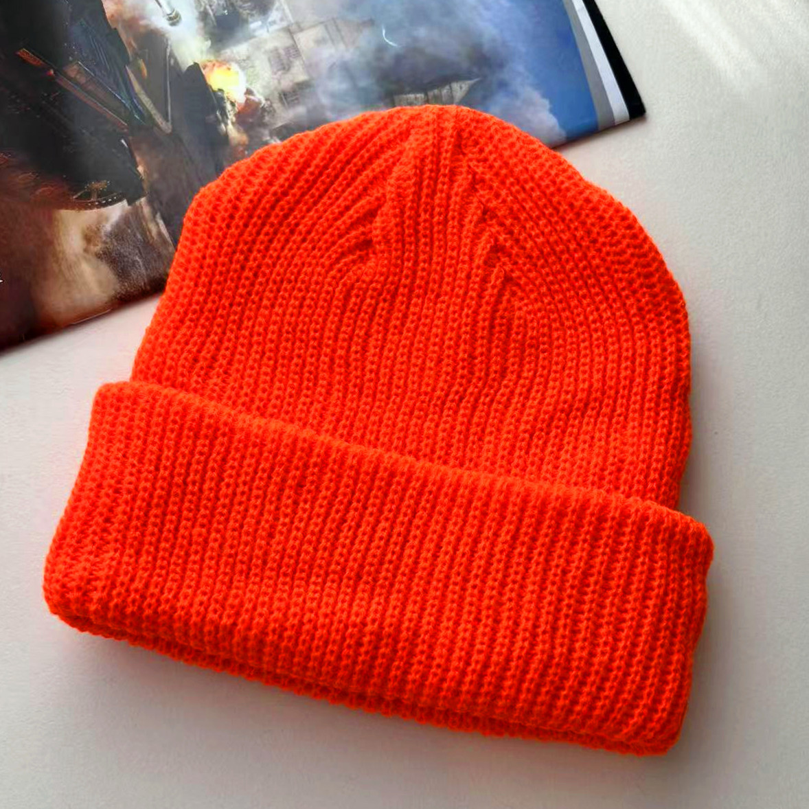 Picture of 2020 Cold Hat Men's Melon Hat Winter Women's Autumn and Winter Solid Color Watermelon Knitted Wool Hat Pullover Ski Hat