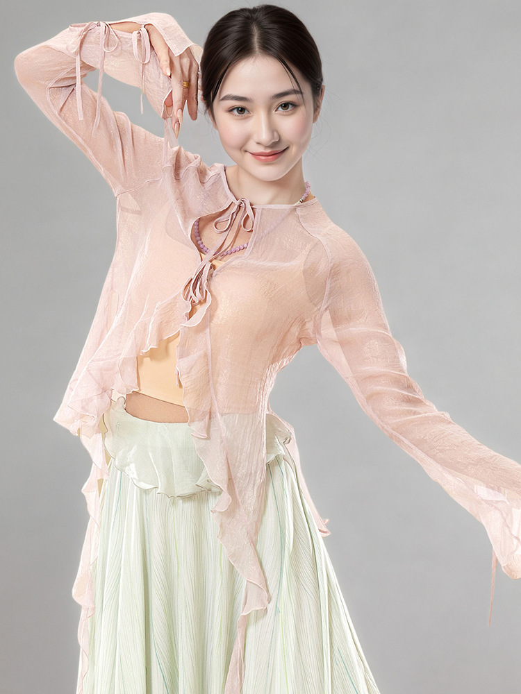 古典舞服纱衣春意闹小纱衣古典风仙气风飘逸风舞蹈服纱衣成人上衣