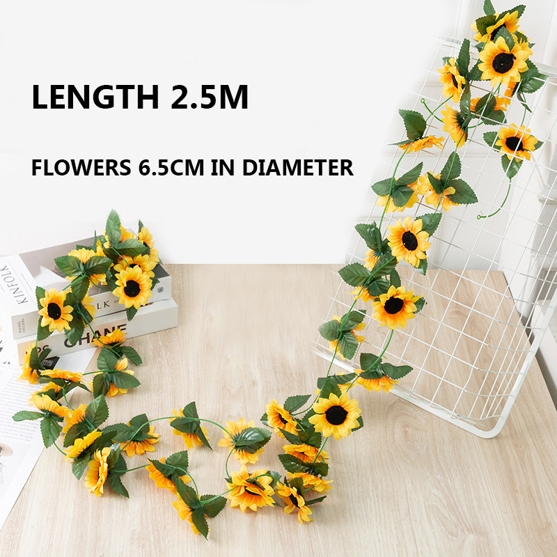 Picture of Simulated Sunflower Rattan Wholesale B&B Loft Decoration Silk Flower Vine Sunflower Vine Pastoral Style Flower Vine