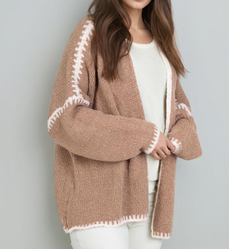 Picture of 2025 Cross-Border Autumn and Winter European and American Amazon New Knitwear Cardigan Knitwear Loose Large Size Women's Knitwear Jacket