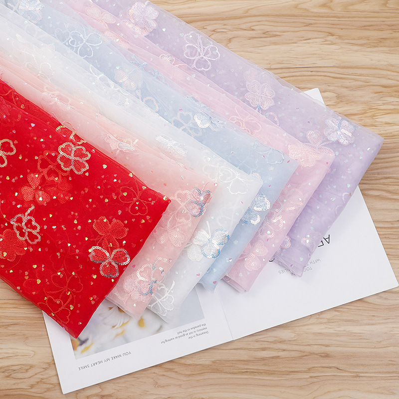 in stock Support Generation Hair Generation Cutting Love Sequins Embroidery Cloth Embroidery Lace Embroidery Fabric