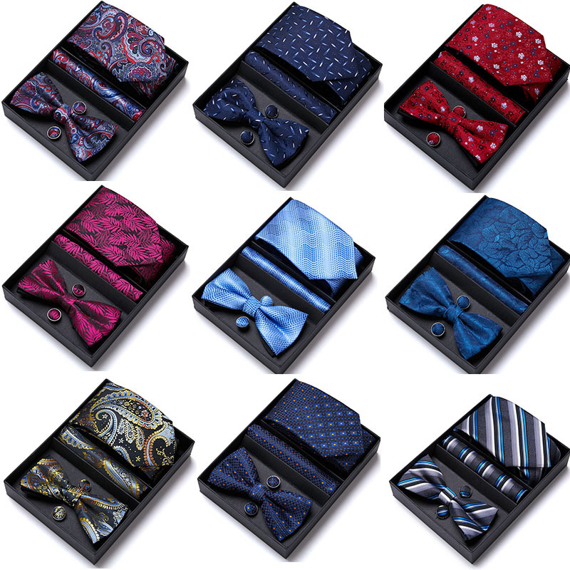 Picture of Men's tie bow tie set gift box 6 sets group tie business formal wedding tie manufacturers wholesale