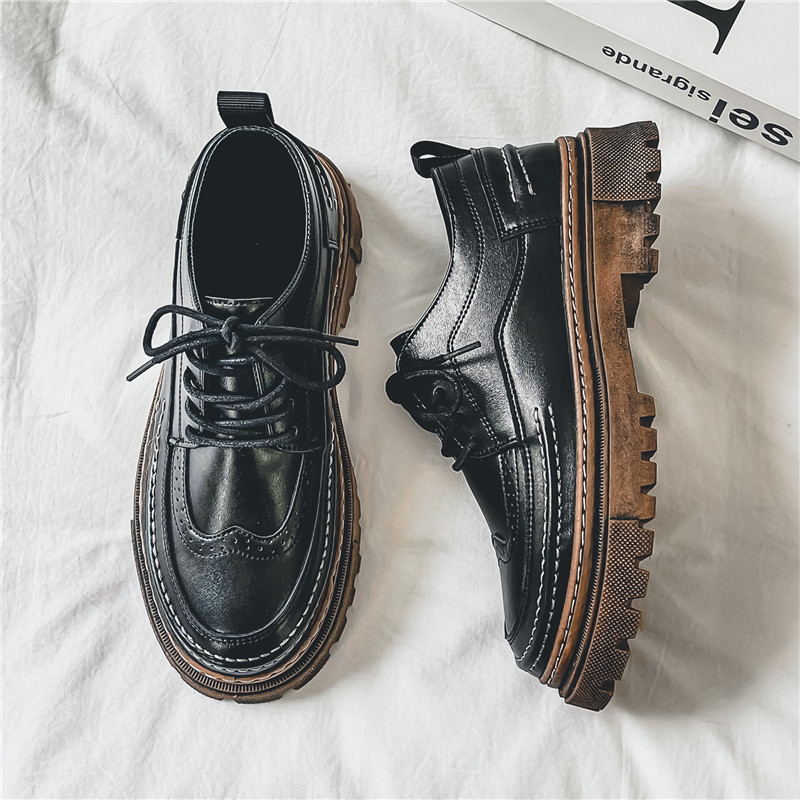 Cross-border Brock Leather Shoes Men's Shoes Summer Dress Business Casual British Black Youth Sports Soft Face Increased